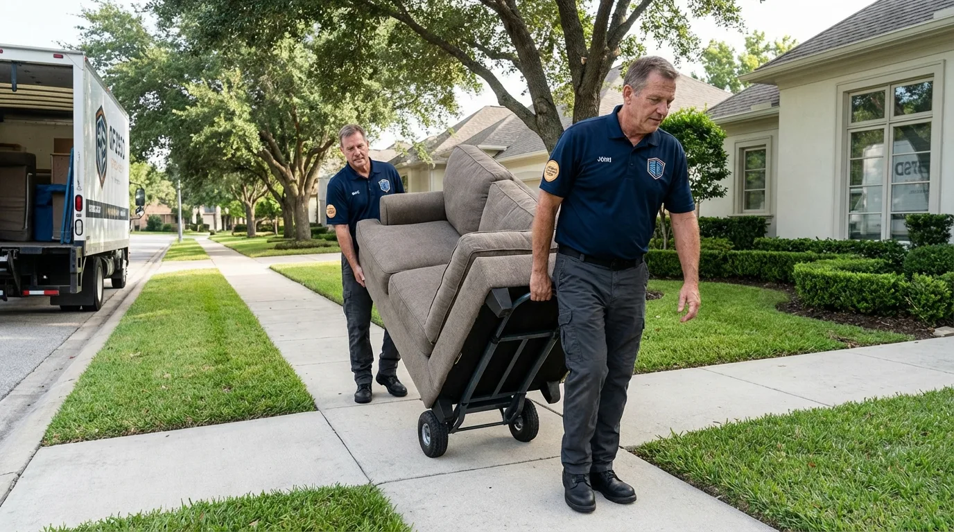 Local residential moving crew loading furniture in Stanley, ND